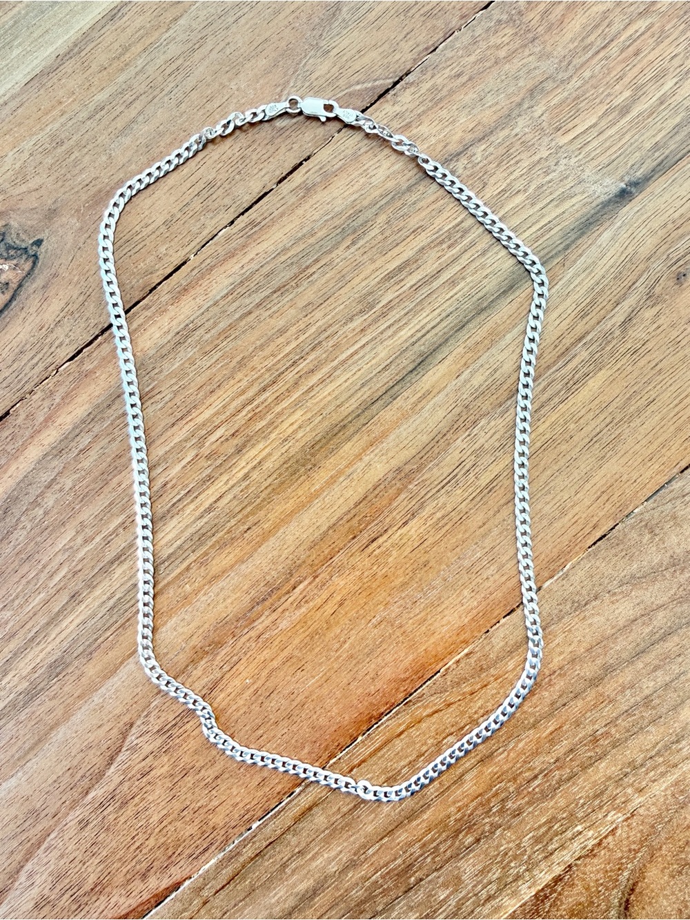 Vintage Italian 925 Sterling Silver 18in Diamond Cut Curb Cuban Necklace Chain